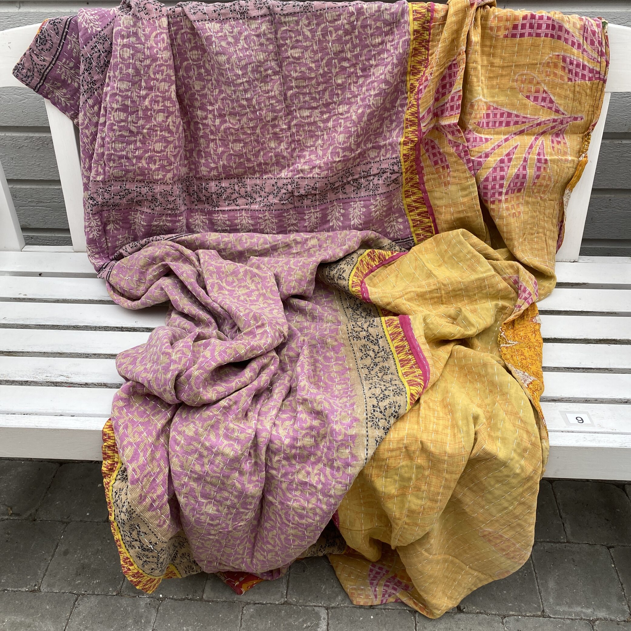 Sari kantha tæppe ca. 135x230 cm. #9