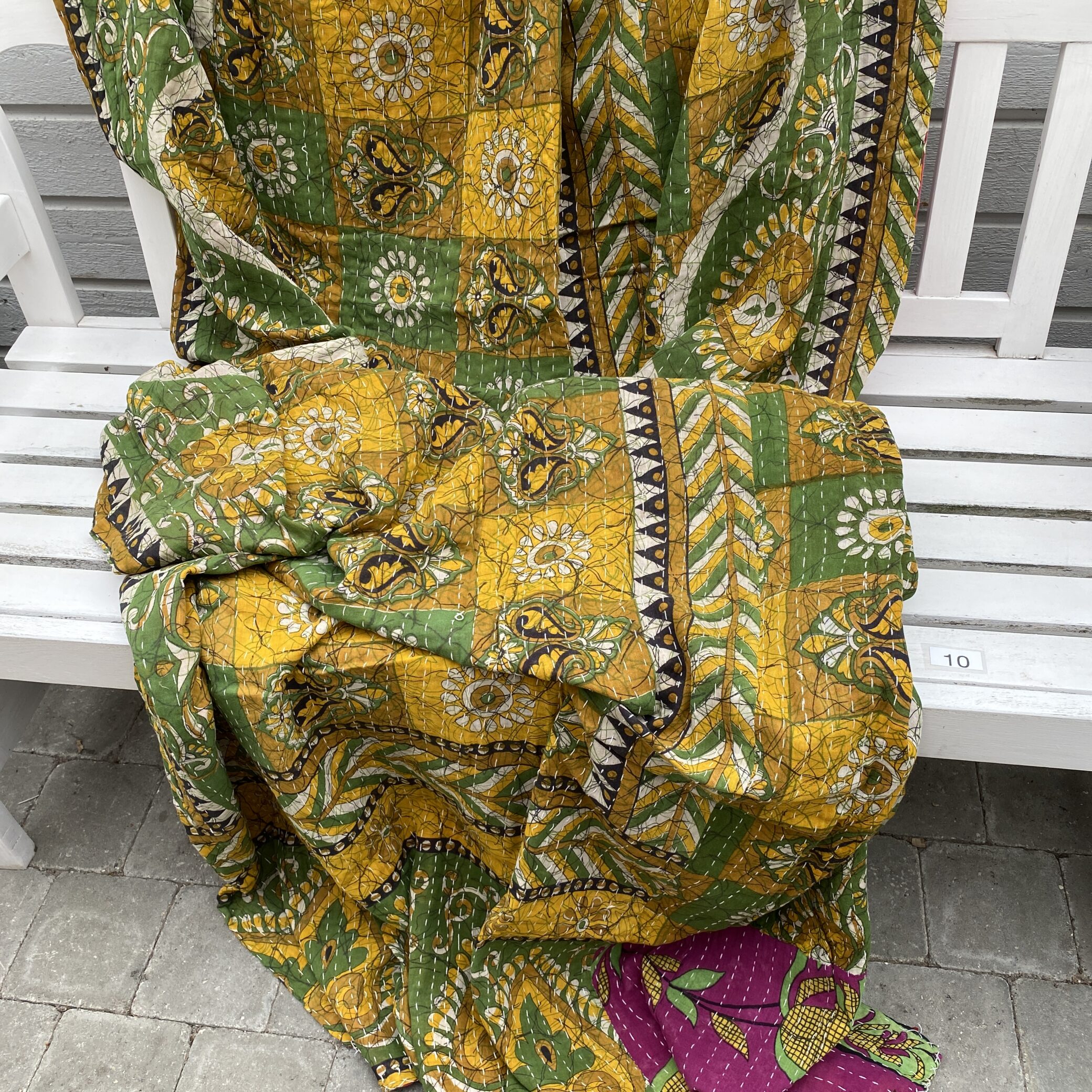 Sari kantha tæppe ca. 135x230 cm. #10