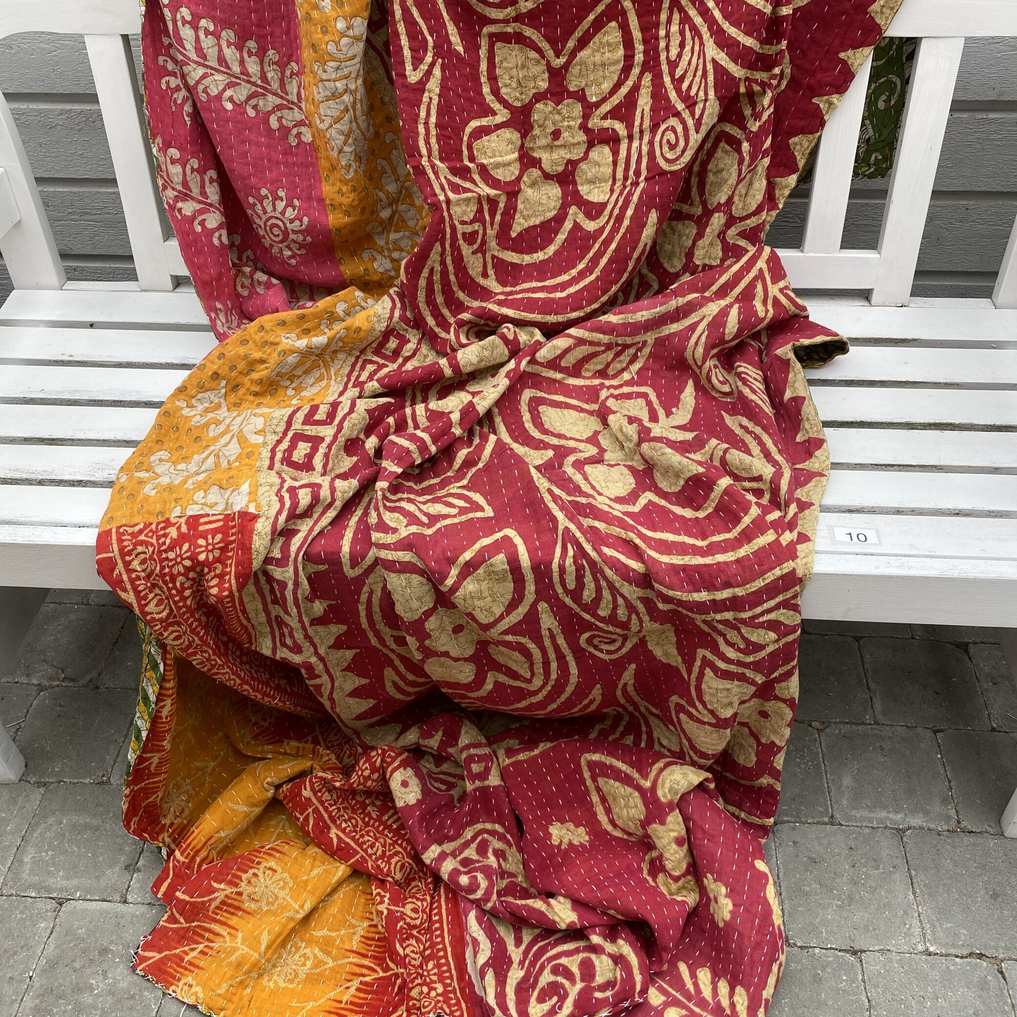 Sari kantha tæppe ca. 135x230 cm. #10
