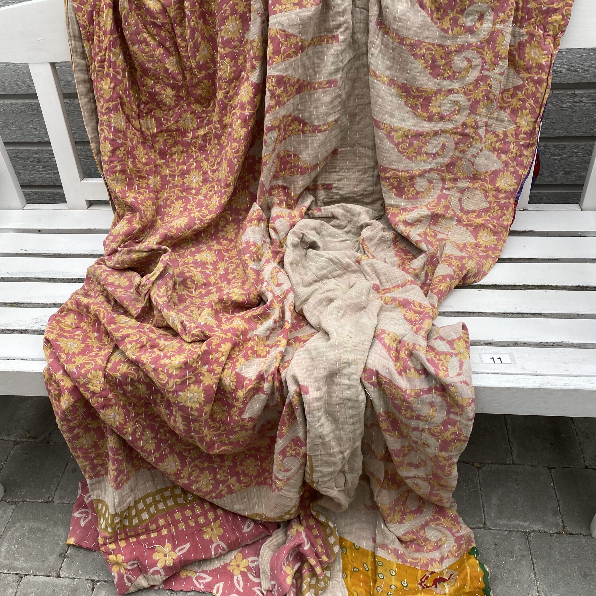 Sari kantha tæppe ca. 135x230 cm. #11