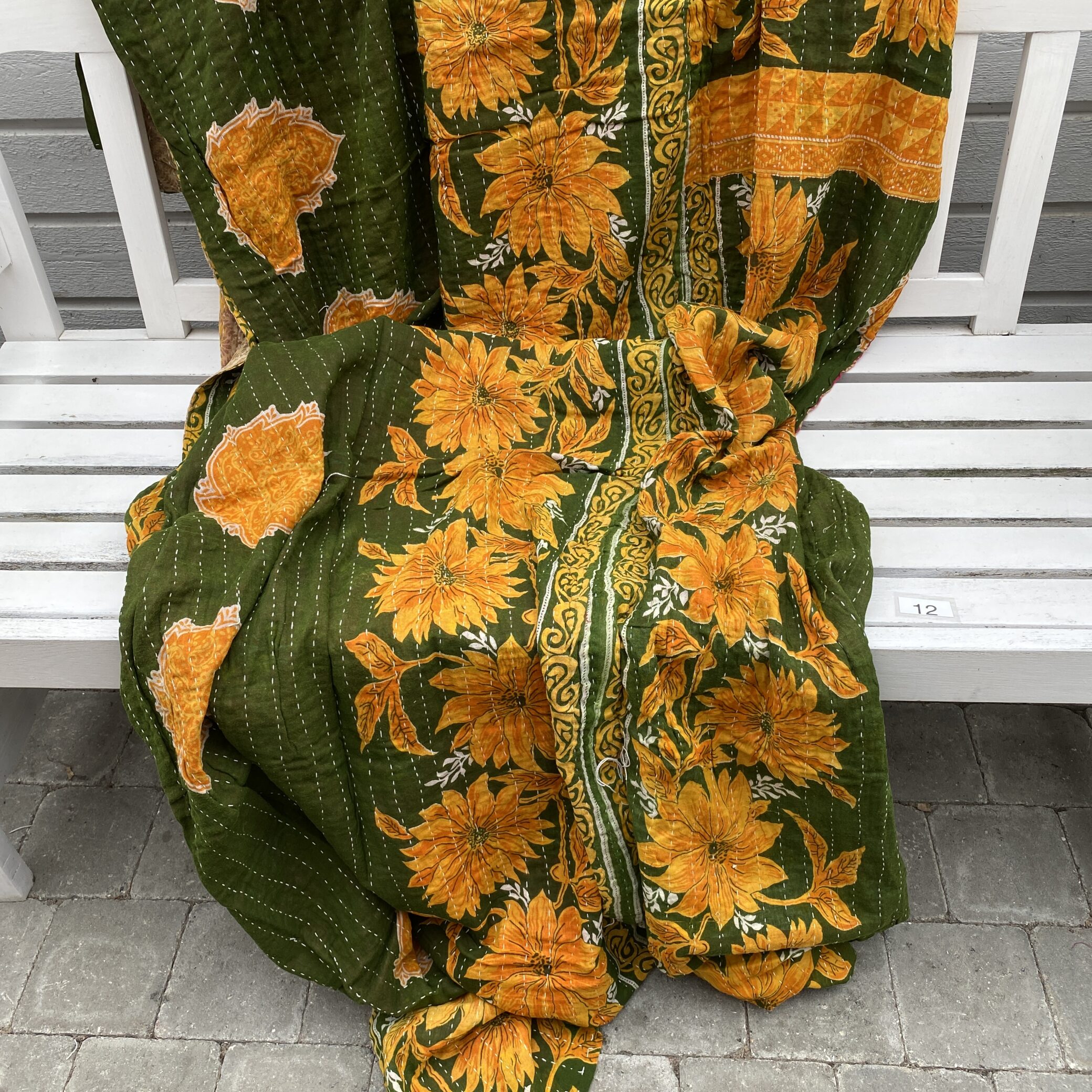 Sari kantha tæppe ca. 135x230 cm. #12