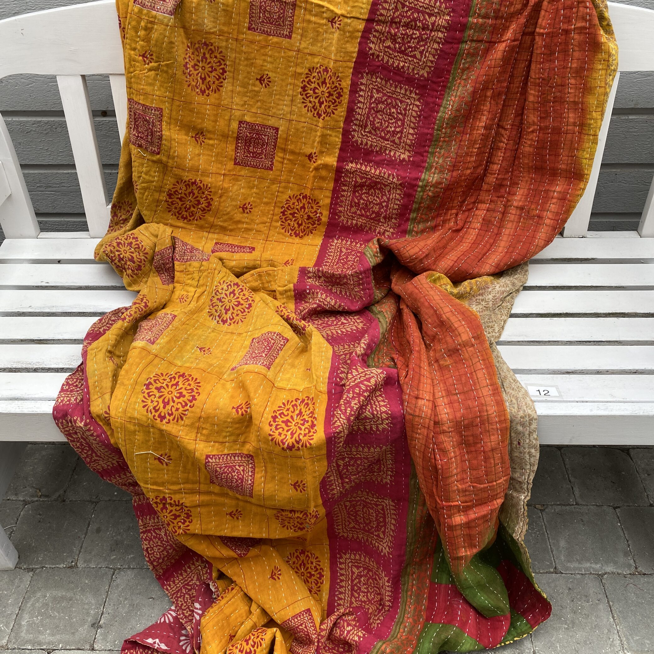 Sari kantha tæppe ca. 135x230 cm. #12