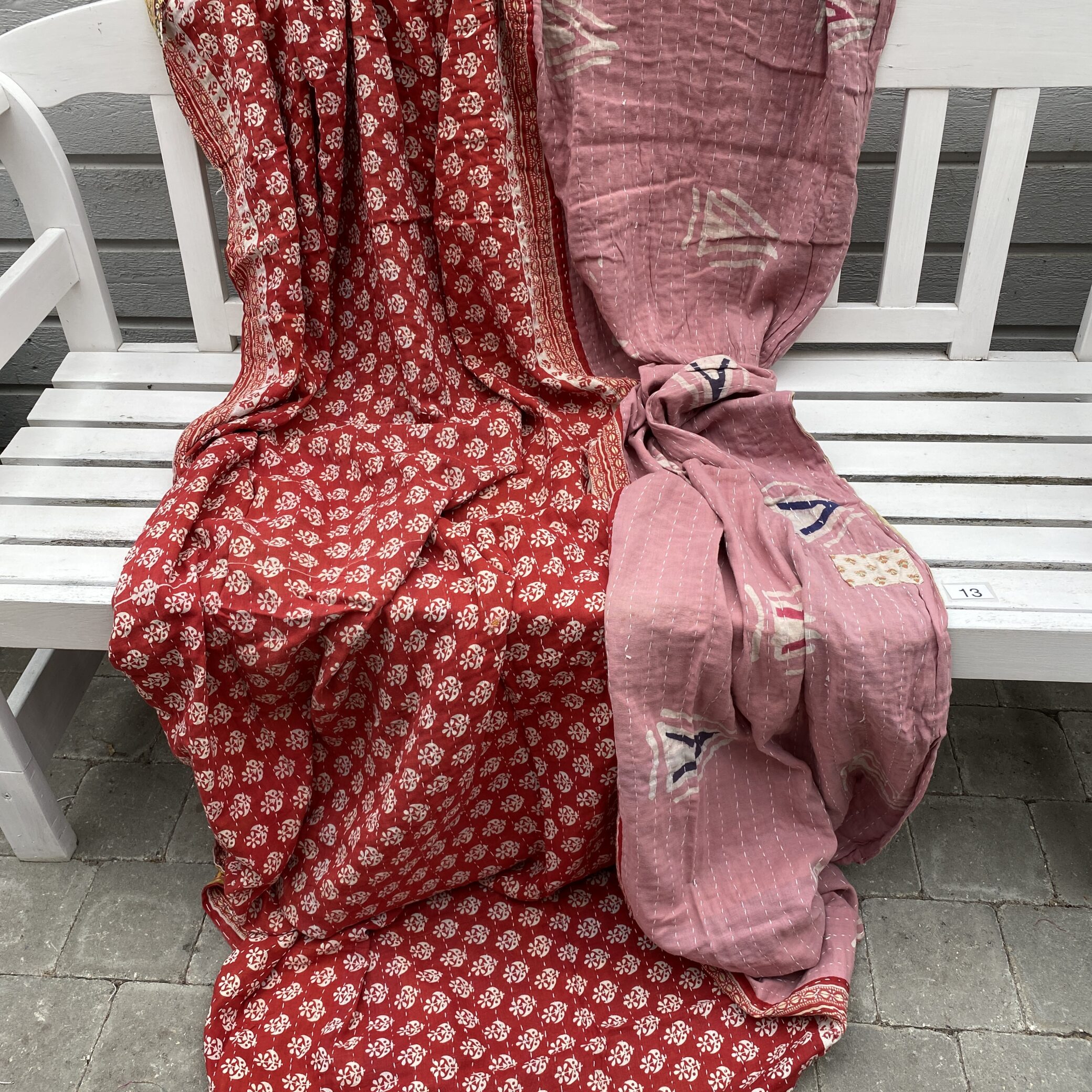 Sari kantha tæppe ca. 135x230 cm. #13