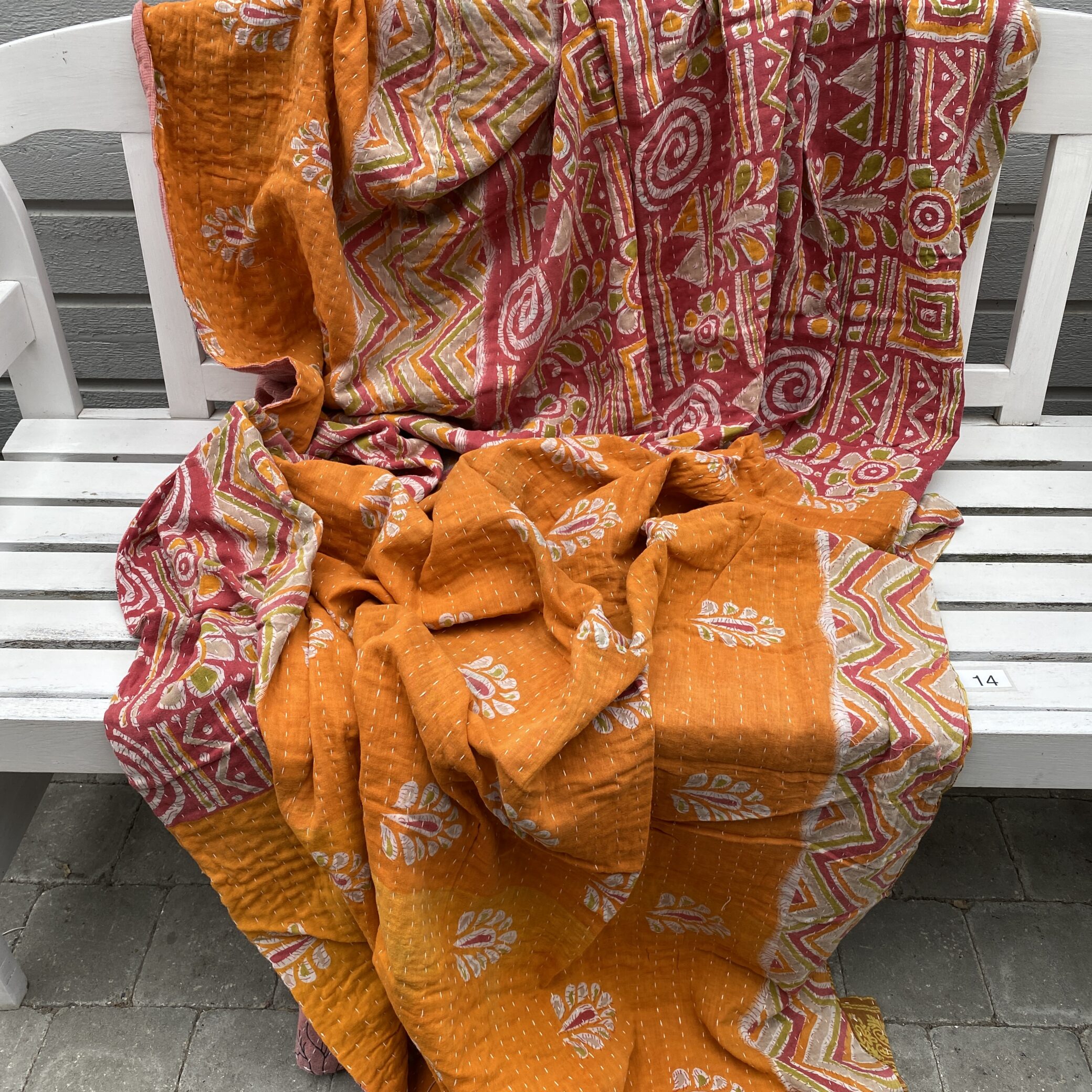 Sari kantha tæppe ca. 135x230 cm. #14