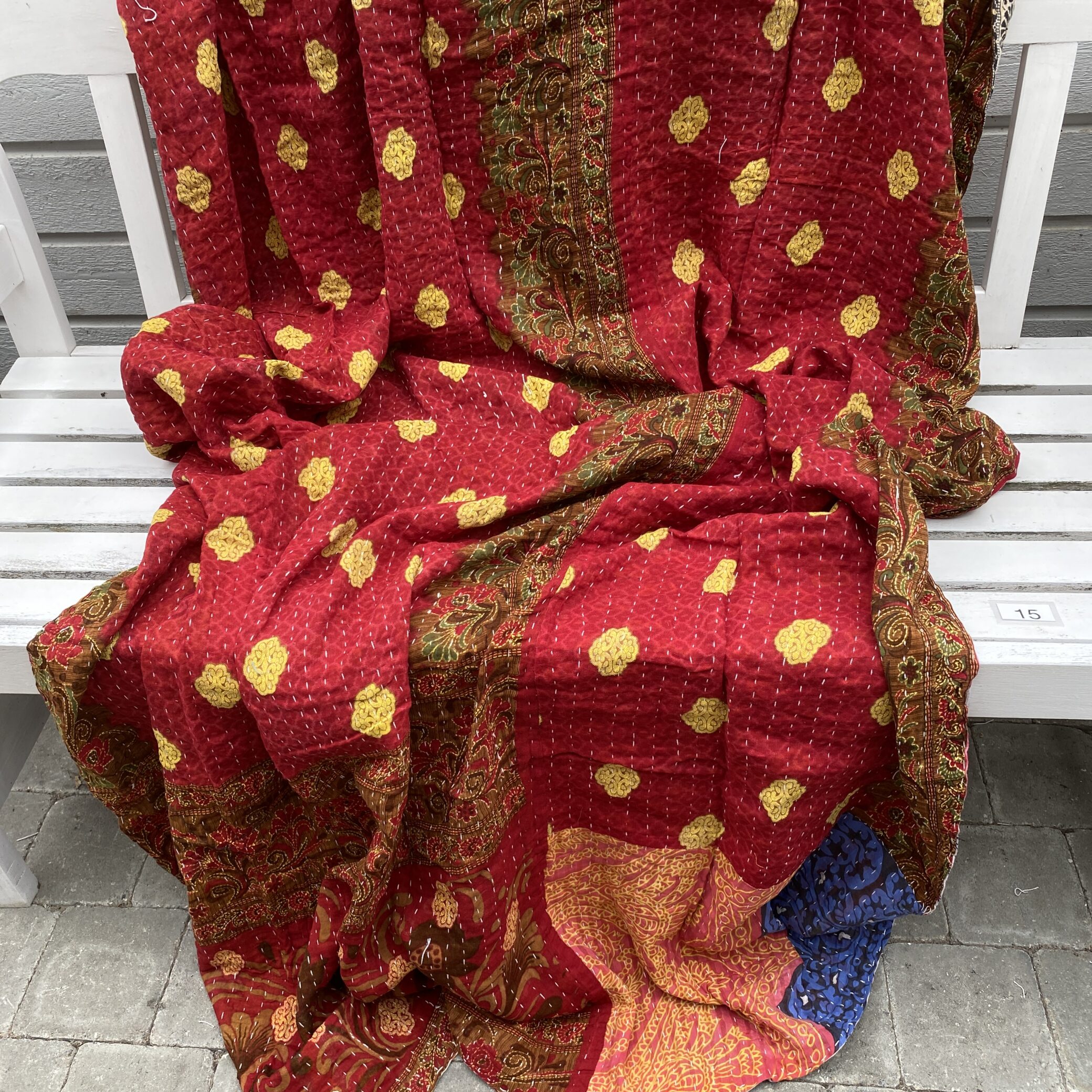 Sari kantha tæppe ca. 135x230 cm. #15