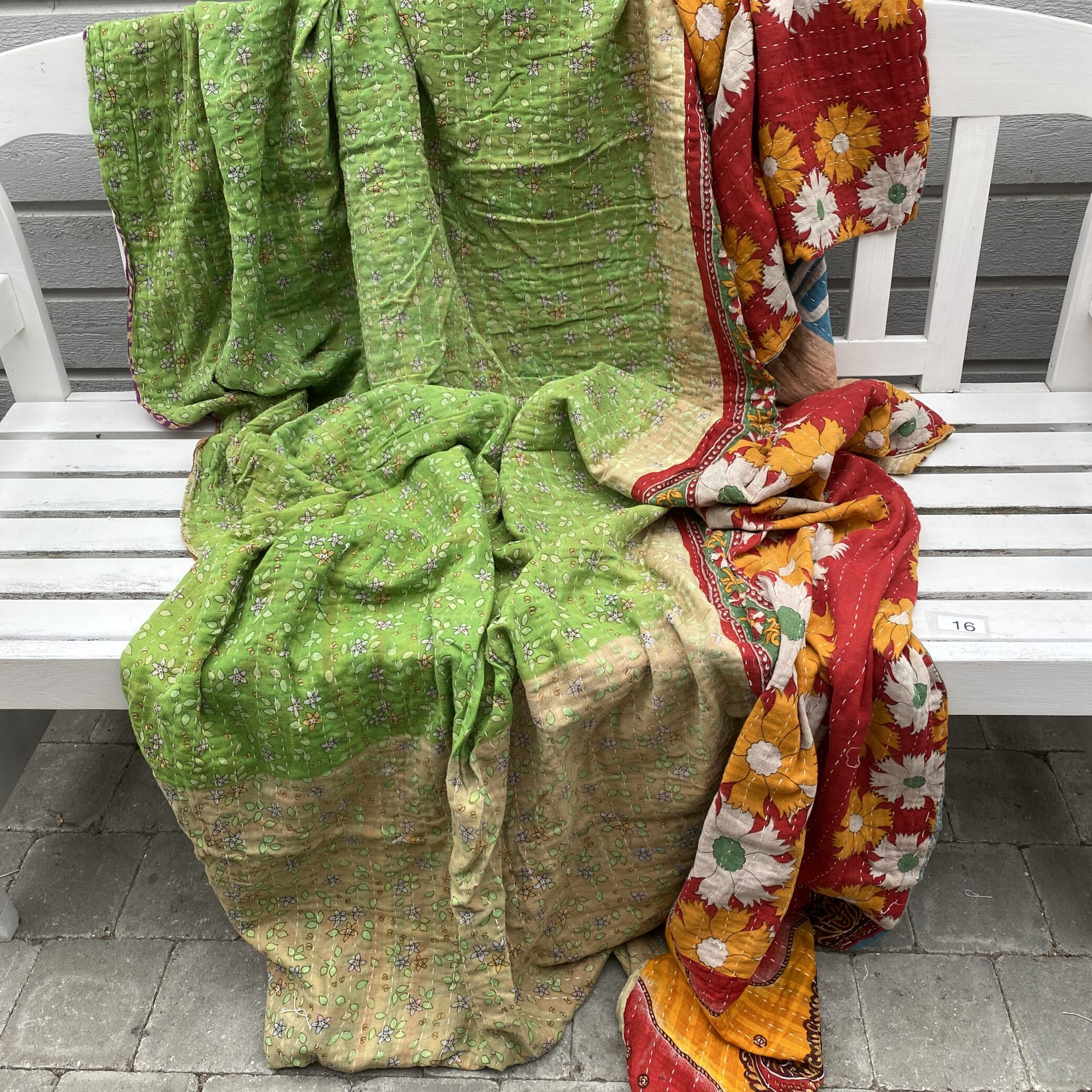 Sari kantha tæppe ca. 135x230 cm. #16