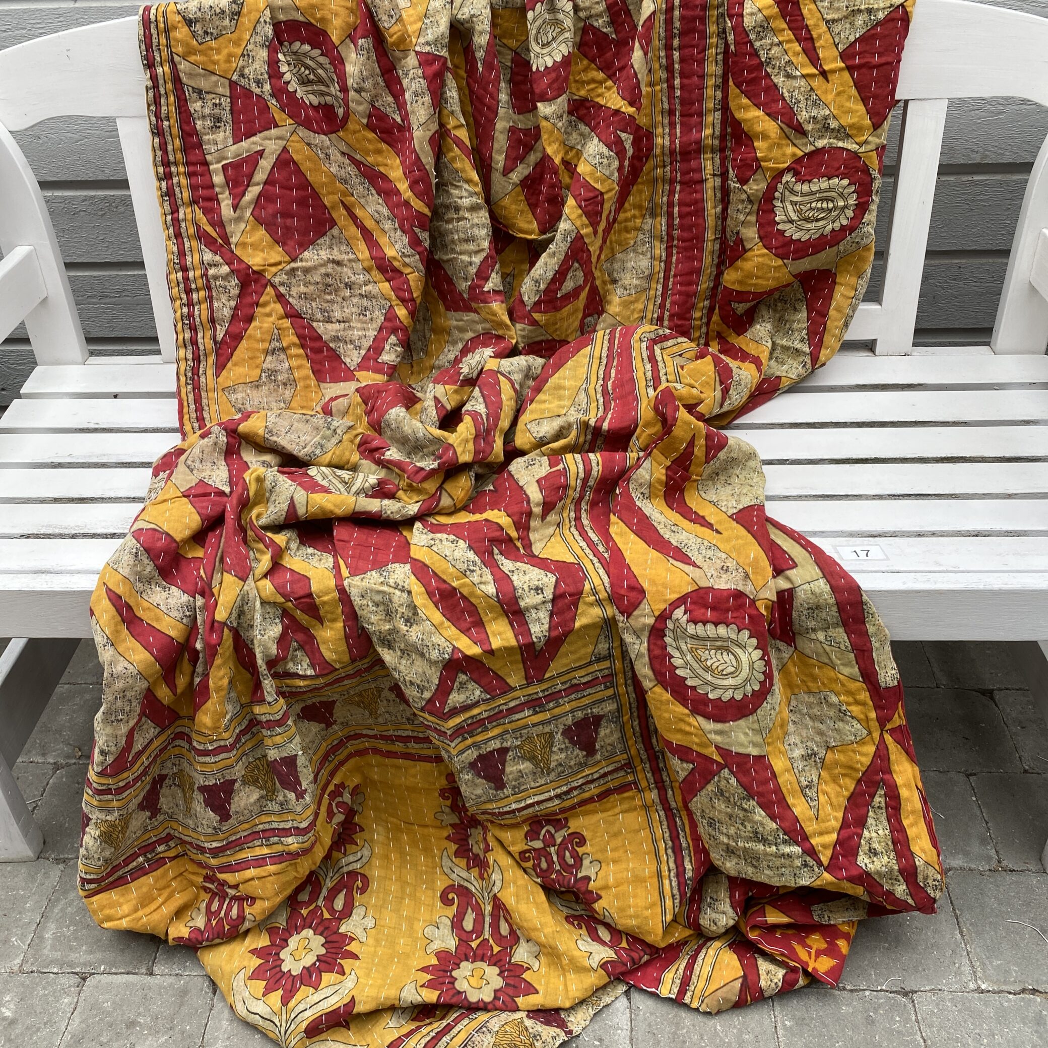 Sari kantha tæppe ca. 135x230 cm. #17