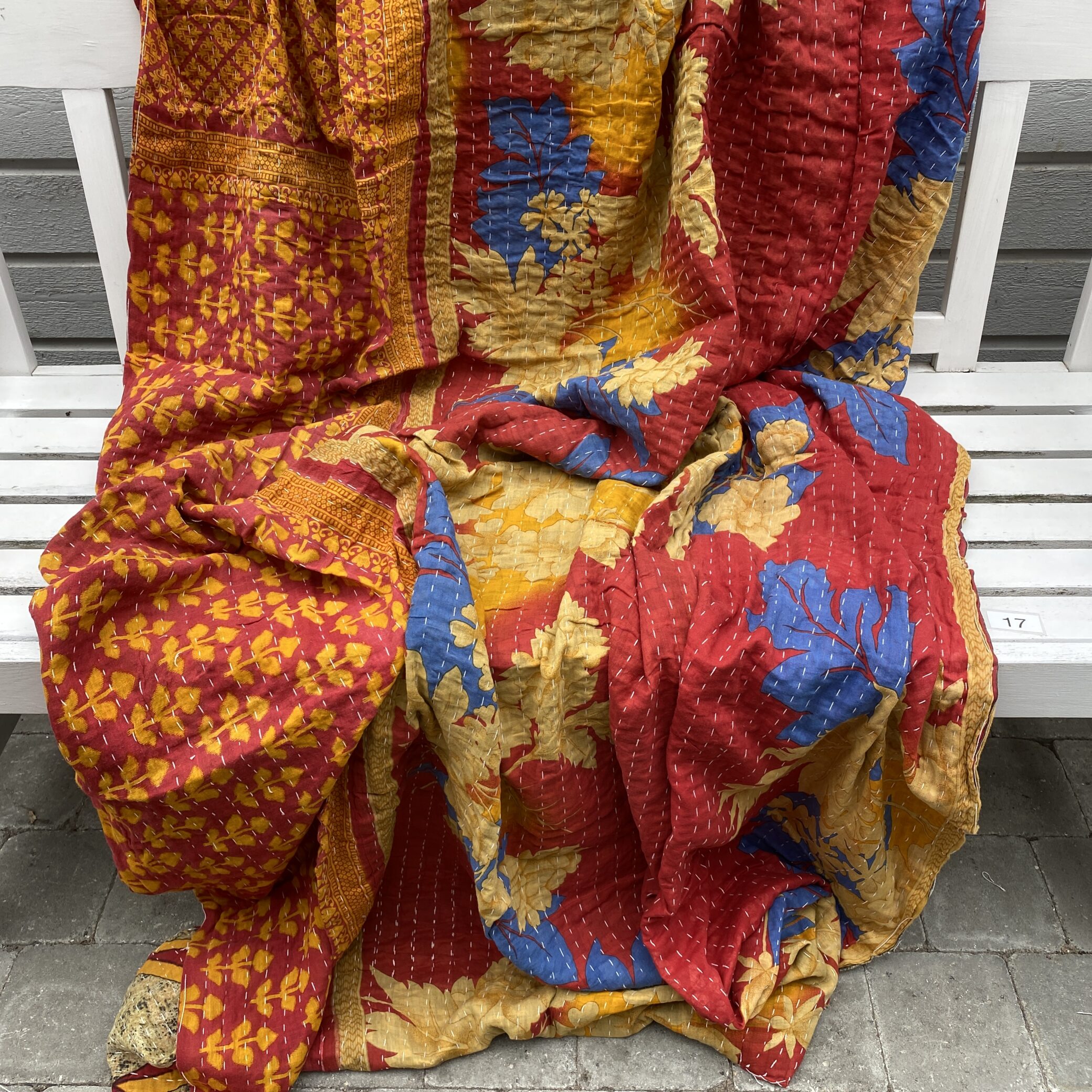 Sari kantha tæppe ca. 135x230 cm. #17