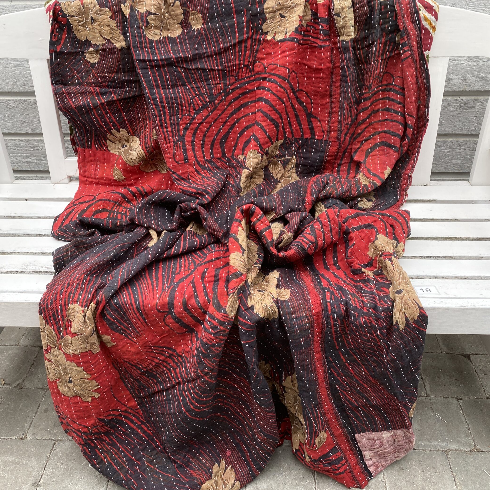 Sari kantha tæppe ca. 135x230 cm. #18