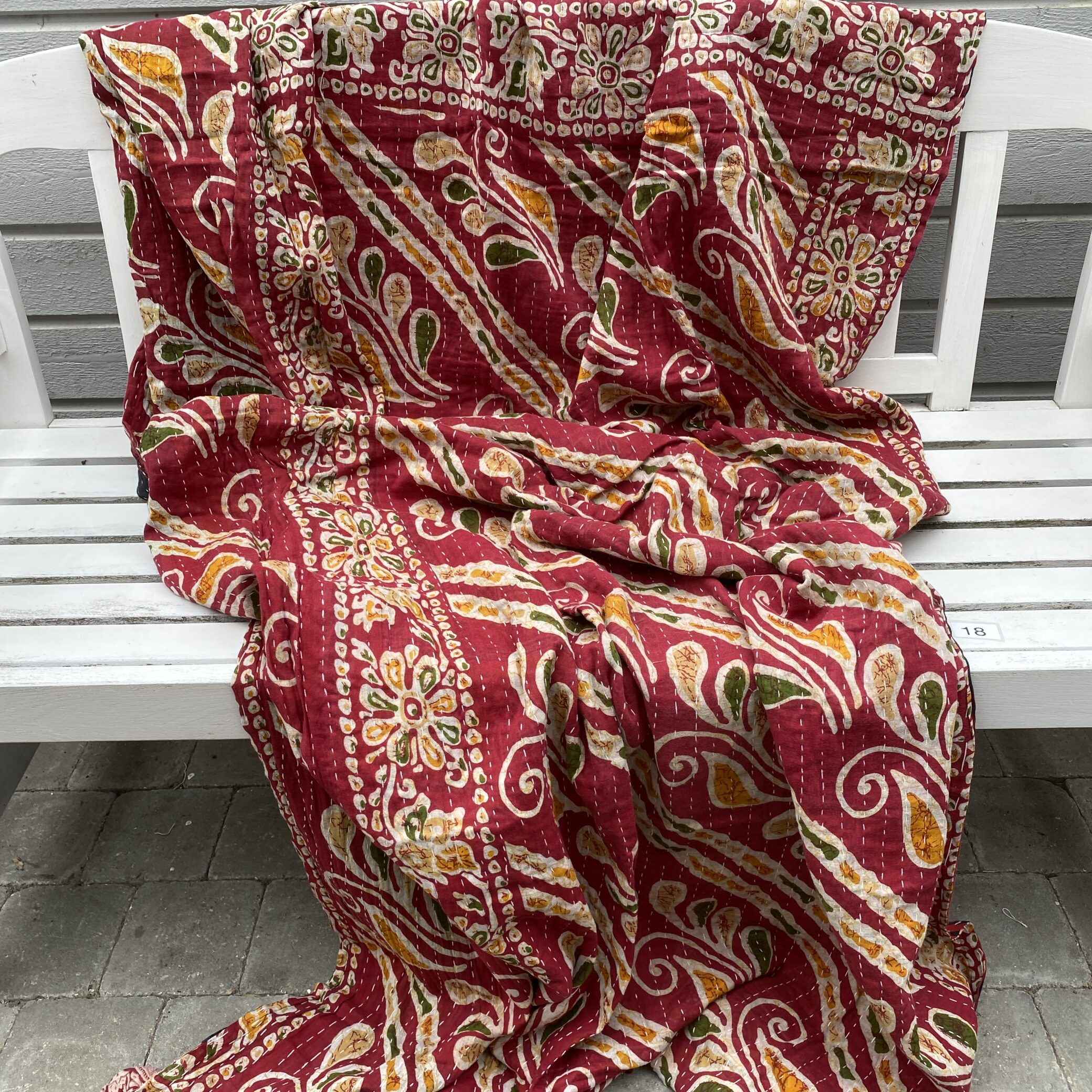 Sari kantha tæppe ca. 135x230 cm. #18