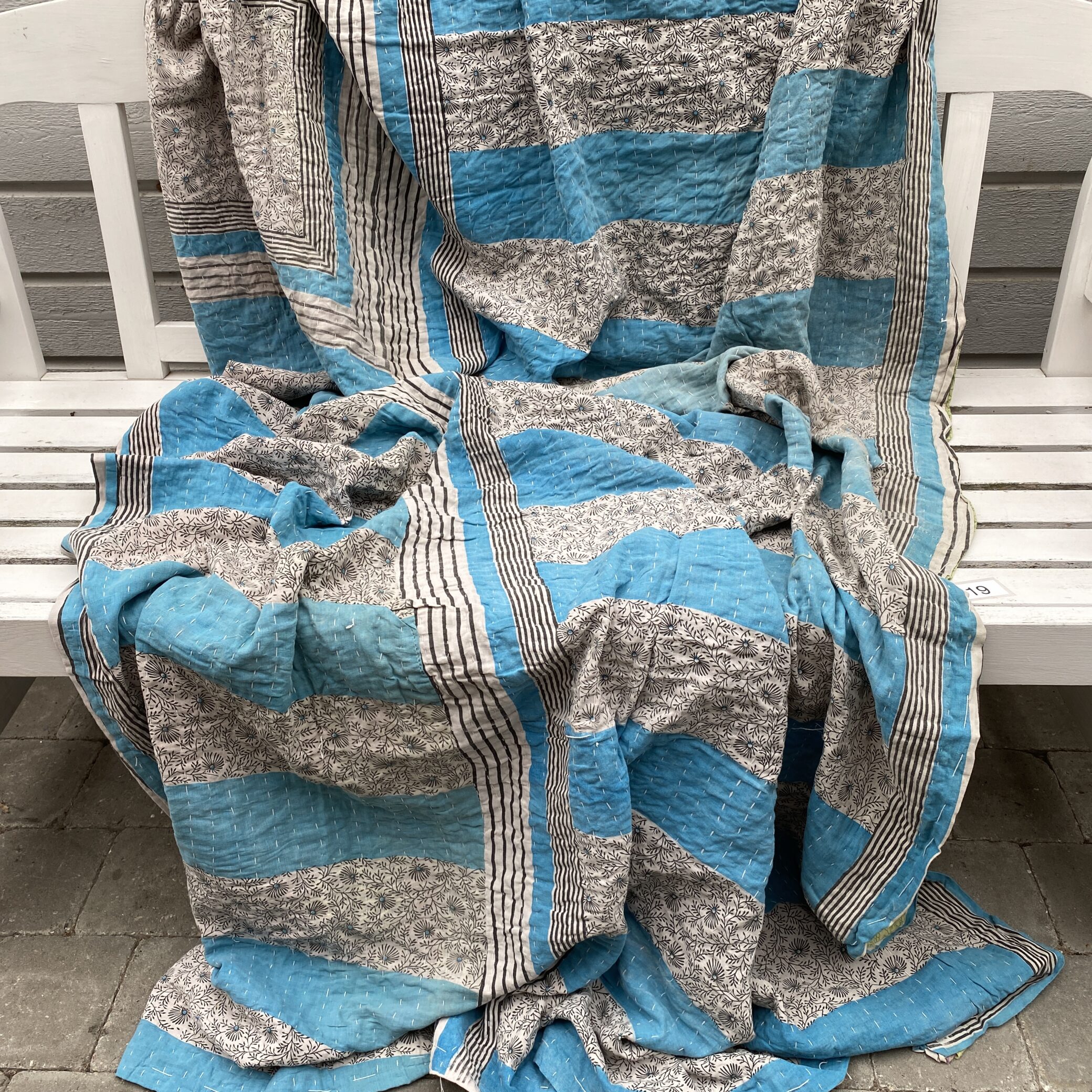 Sari kantha tæppe ca. 135x230 cm. #19
