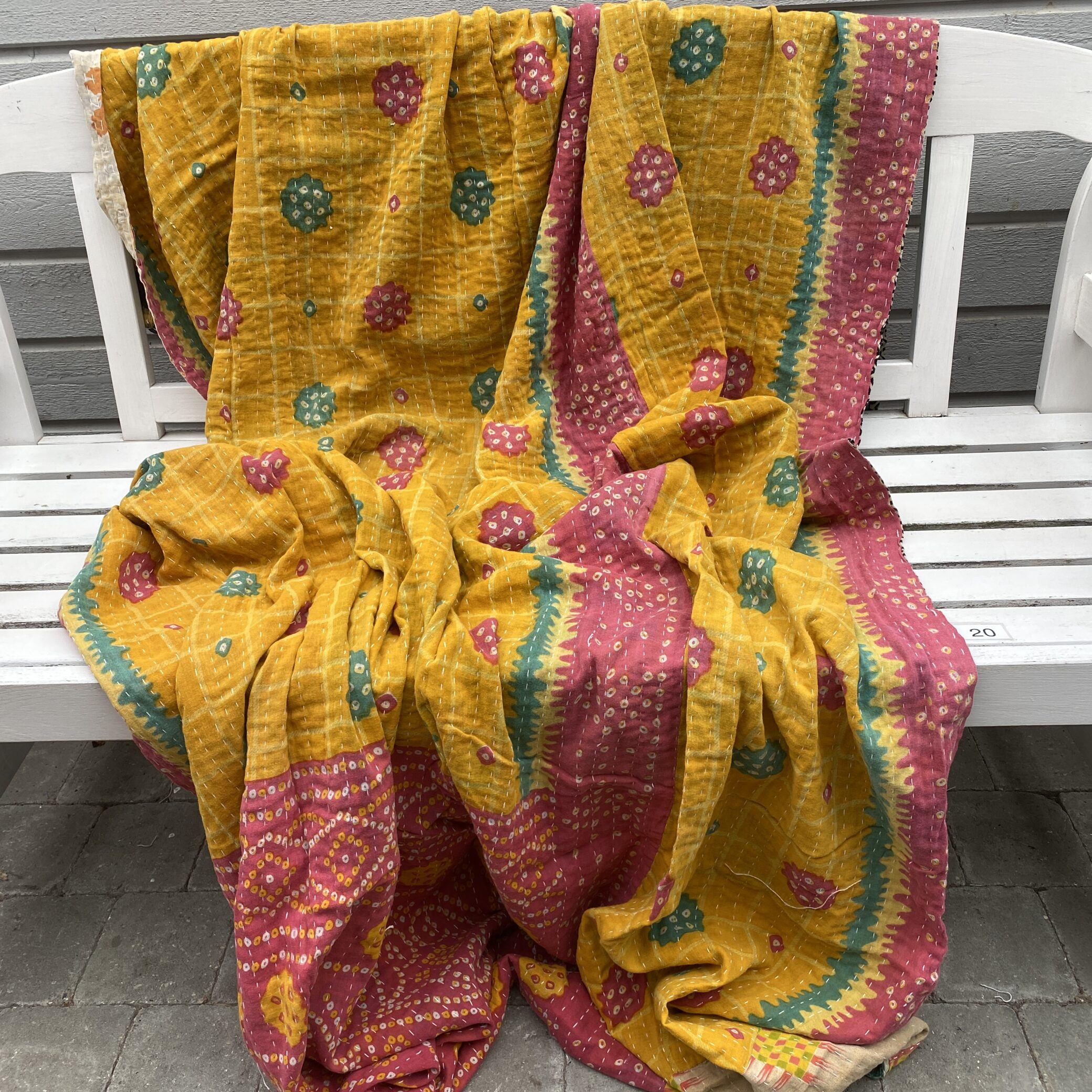 Sari kantha tæppe ca. 135x230 cm. #20