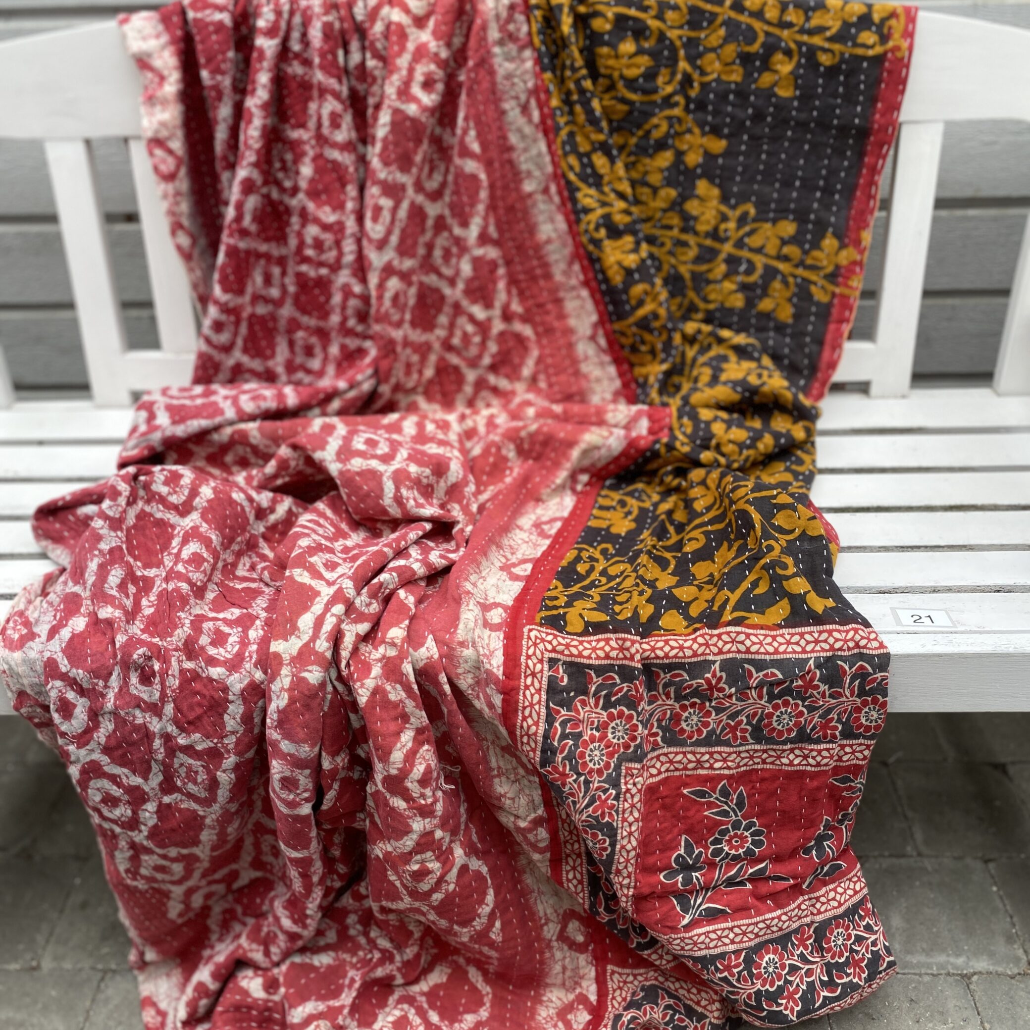 Sari kantha tæppe ca. 135x230 cm. #21