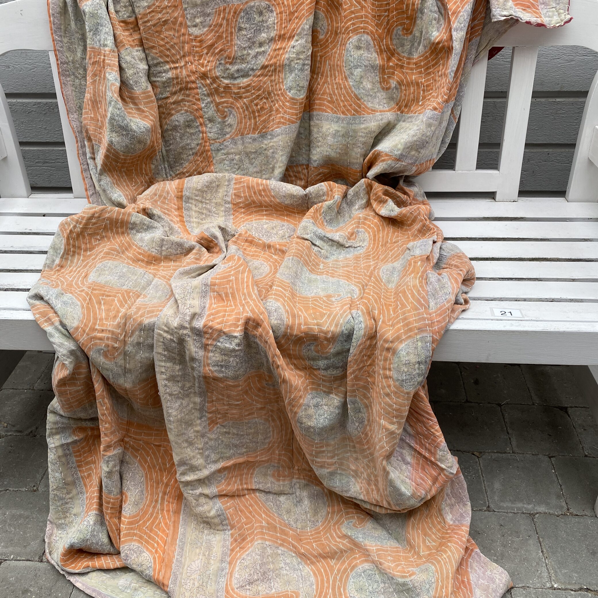 Sari kantha tæppe ca. 135x230 cm. #21