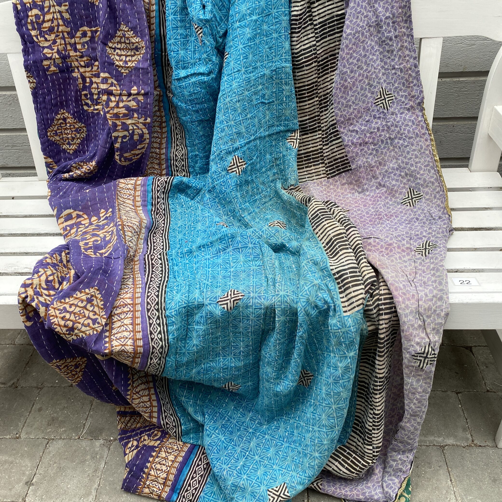 Sari kantha tæppe ca. 135x230 cm. #22