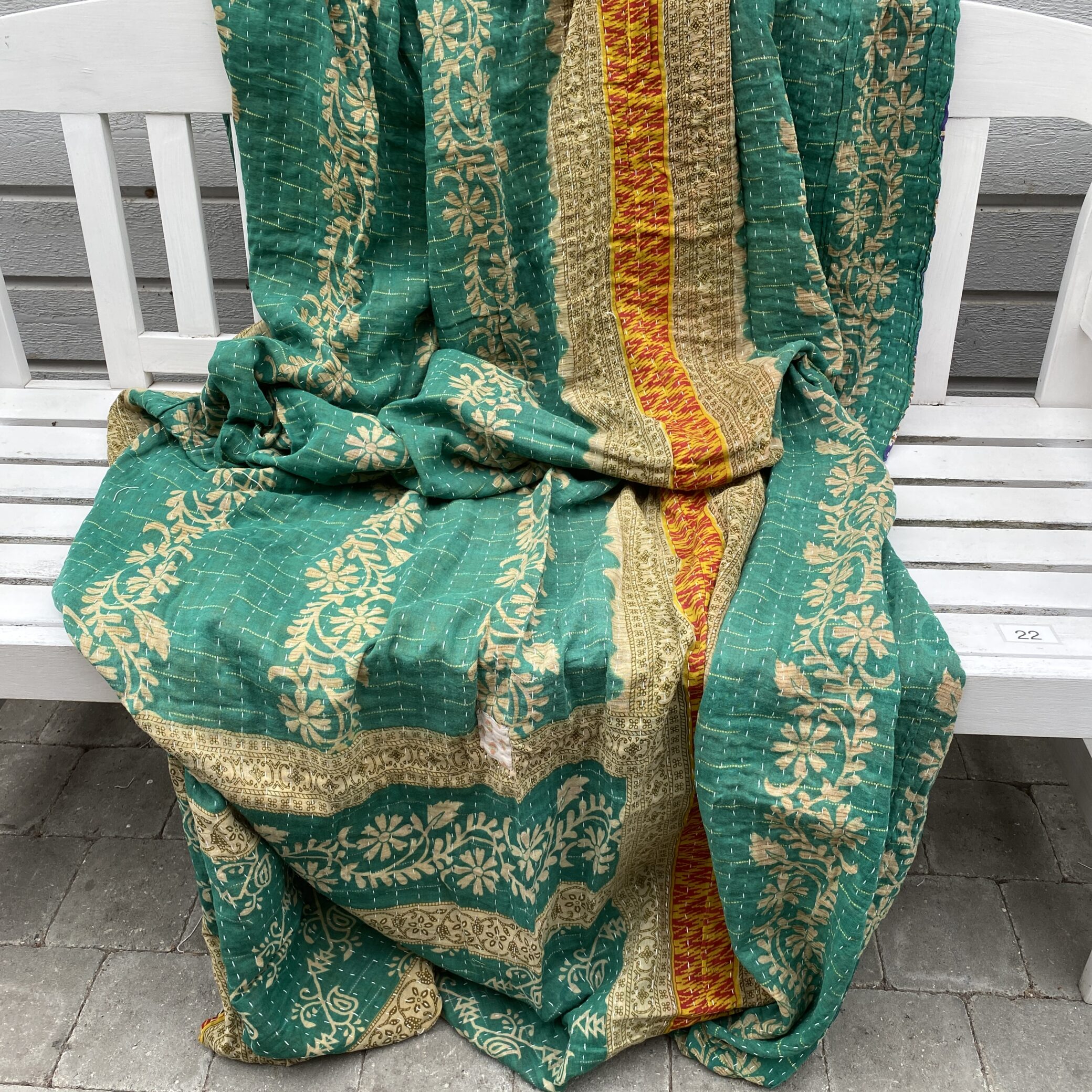 Sari kantha tæppe ca. 135x230 cm. #22