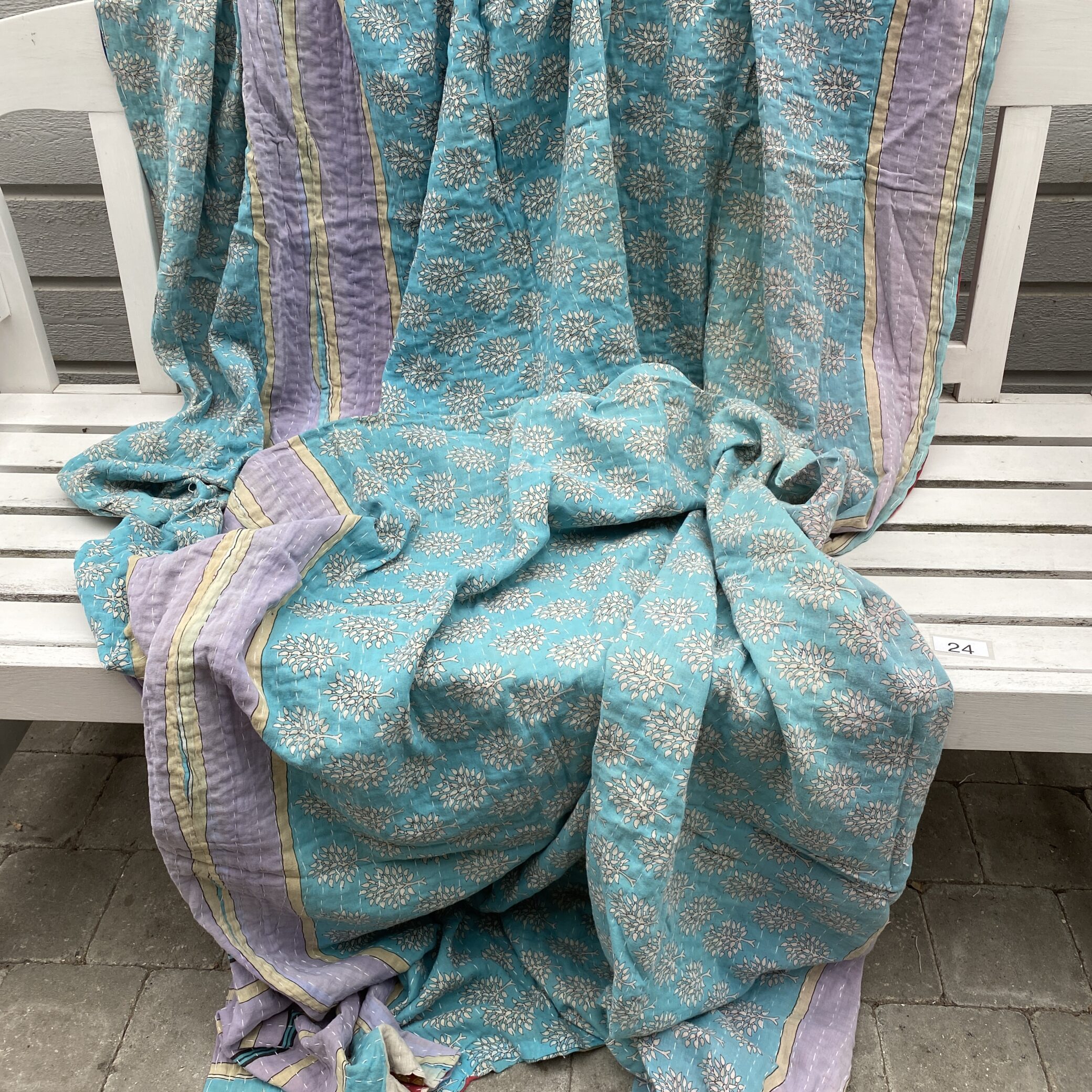 Sari kantha tæppe ca. 135x230 cm. #24