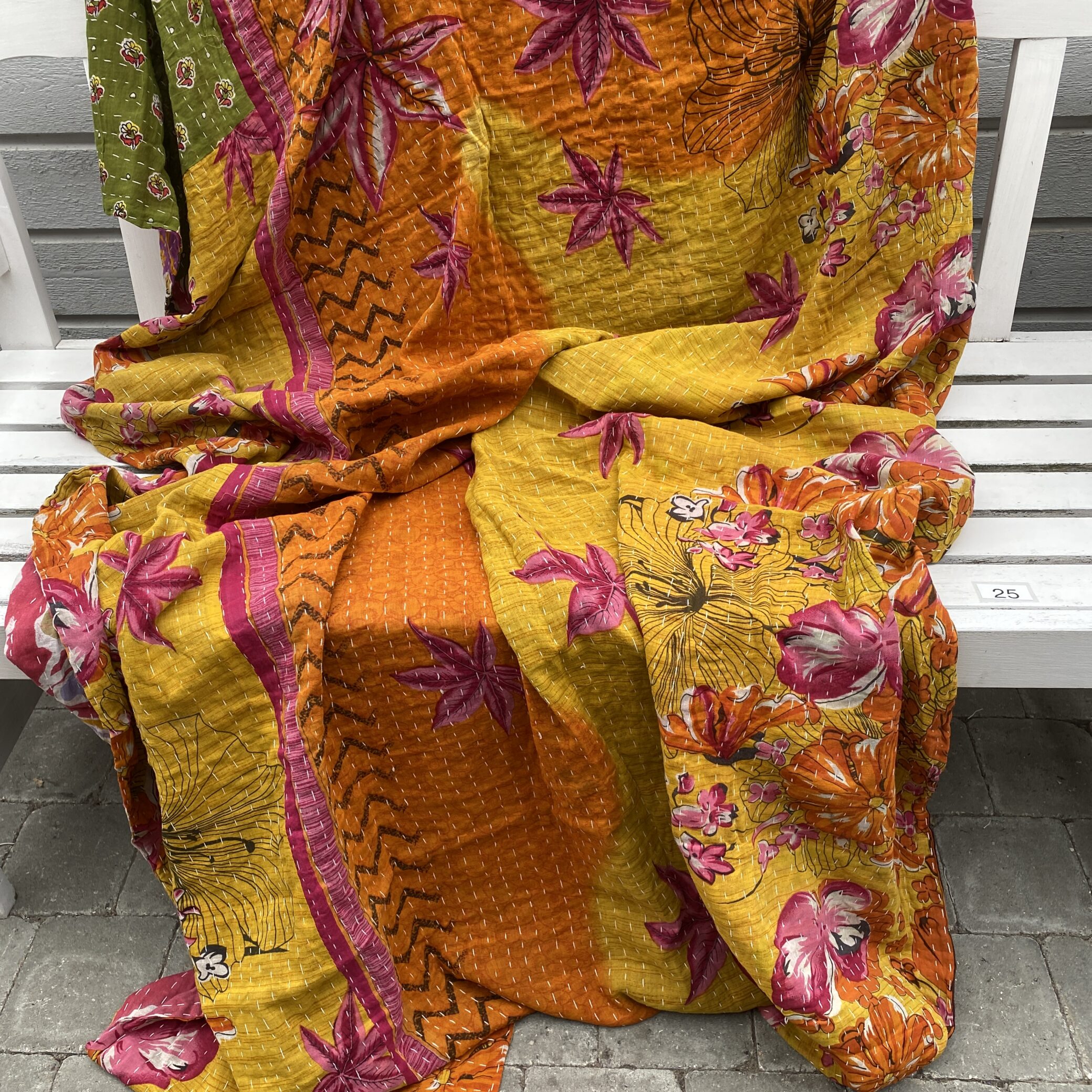 Sari kantha tæppe ca. 135x230 cm. #25
