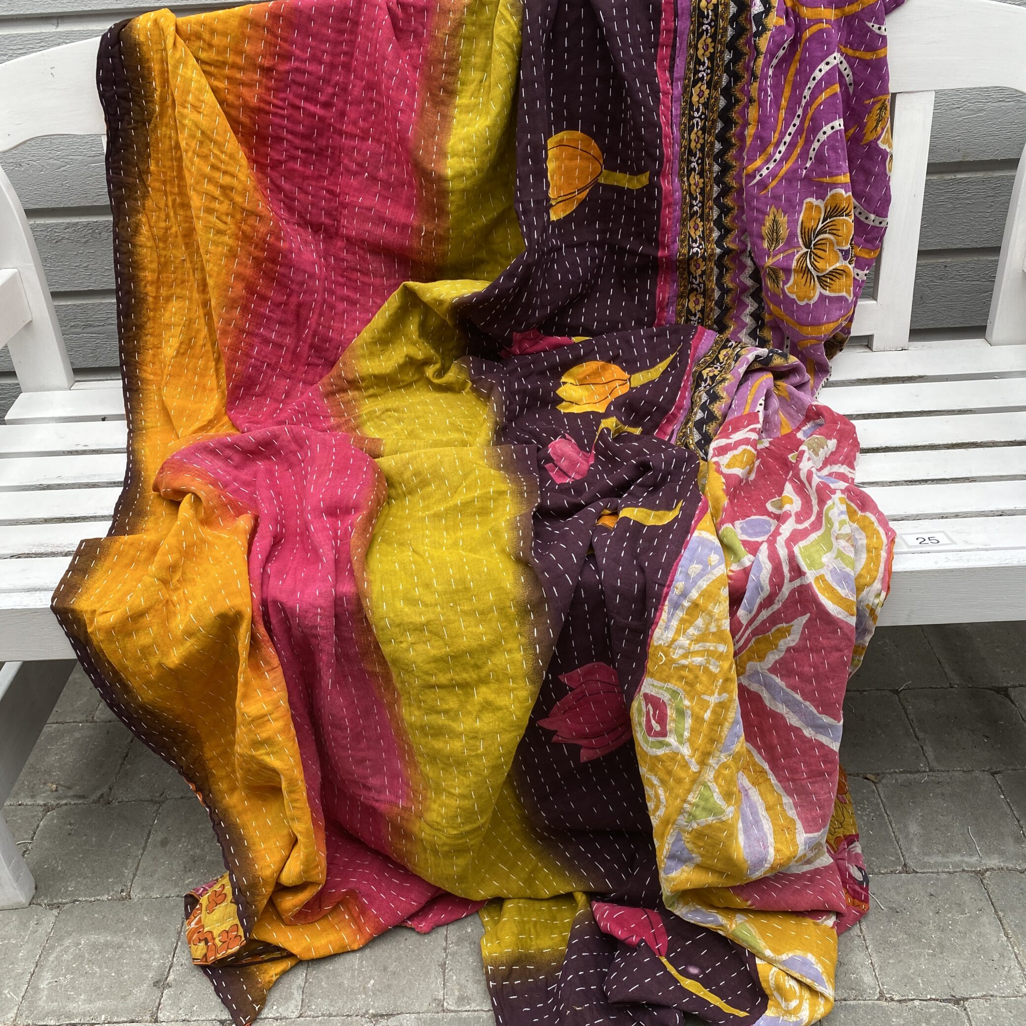 Sari kantha tæppe ca. 135x230 cm. #25
