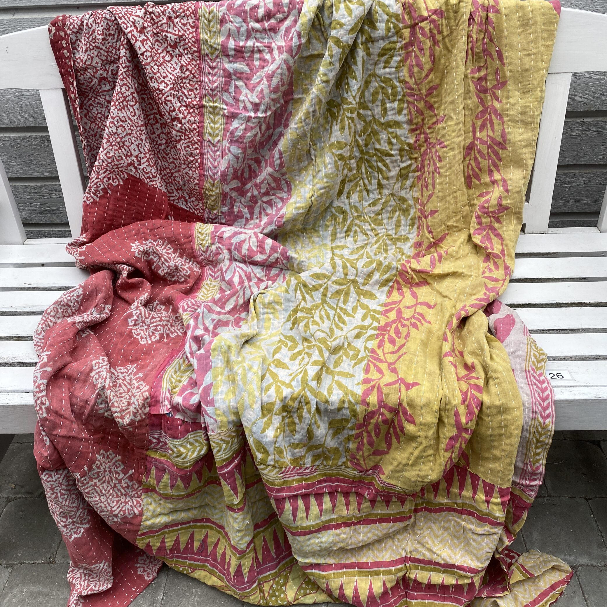 Sari kantha tæppe ca. 135x230 cm. #26