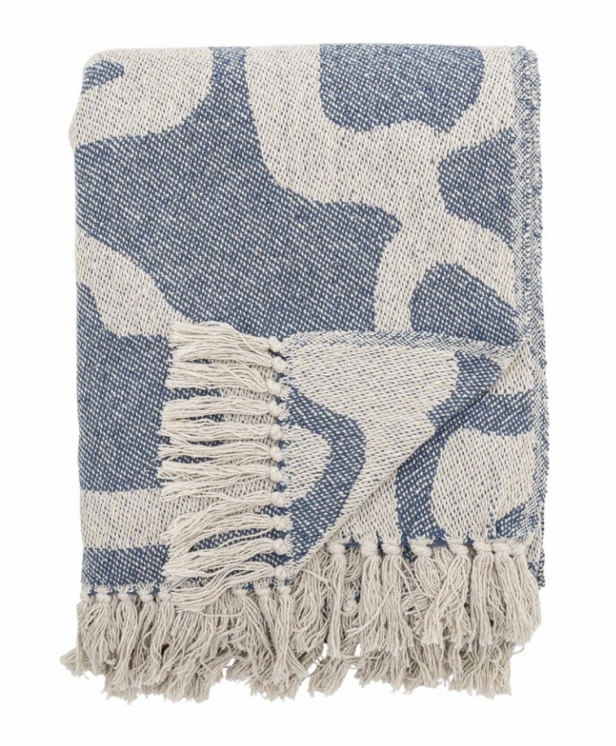 Plaid, Blå. Genanvendt Bomuld