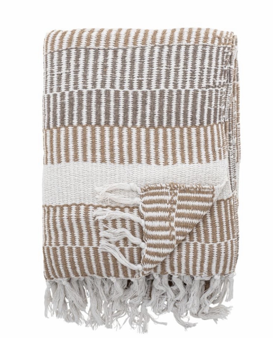 Plaid, Lyse nuancer Brun. Genanvendt Bomuld